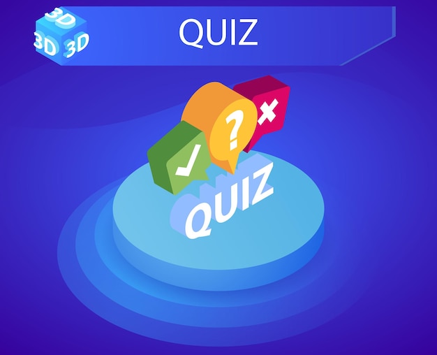 Quiz isometrisch ontwerppictogram vector web illustratie 3d kleurrijk concept