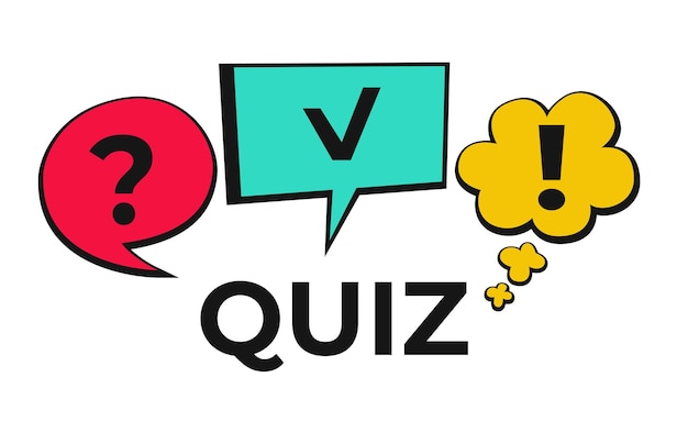 Logo del quiz in stile fumetto. quiz gioco intelligente. vettore.