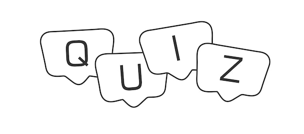 Quiz logo met tekstballon symbolen concept van vragenlijst toon zingen quiz knop vraag competitie examen interview modern embleem