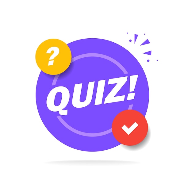 Quiz logo with speech bubble symbols, concept of questionnaire show sing, quiz button, question competition, exam, interview modern emblem