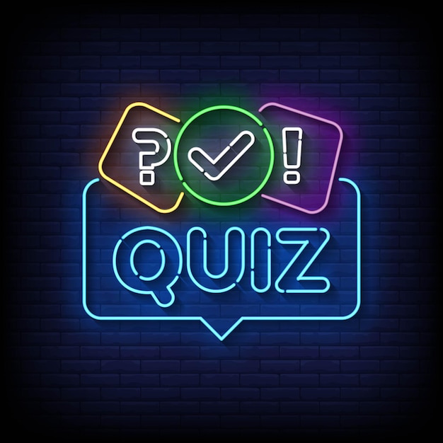 Quiz insegne al neon stile testo vettore