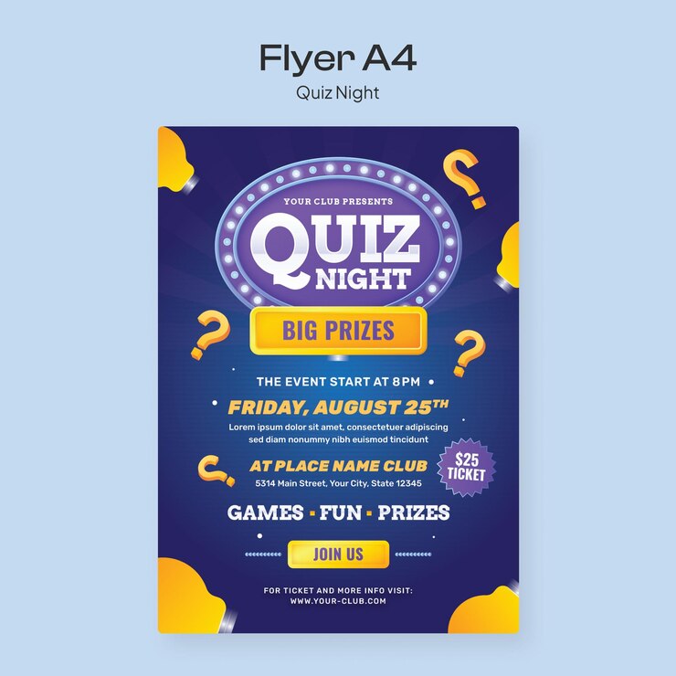 Vector quiz night flyer