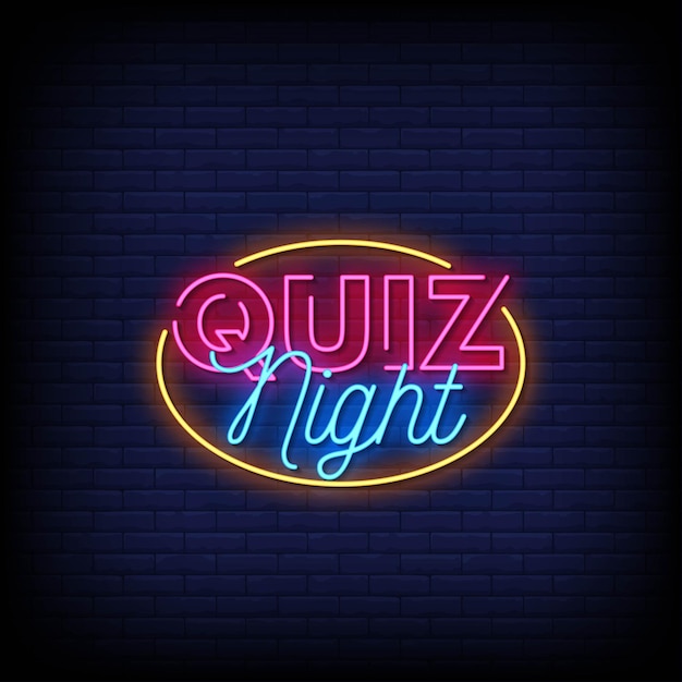 Quiz Night Logo Neon Signs Style Text