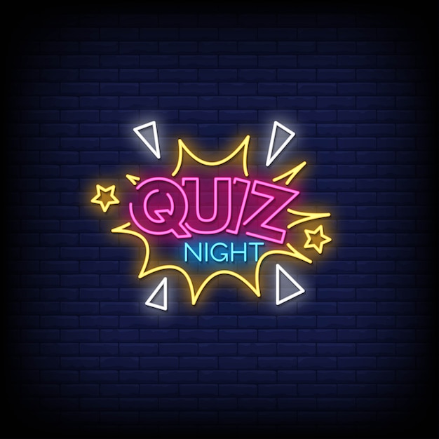 Quiz night neon signs style tekst