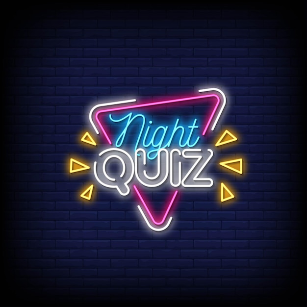 Quiz night neon signs style text vector