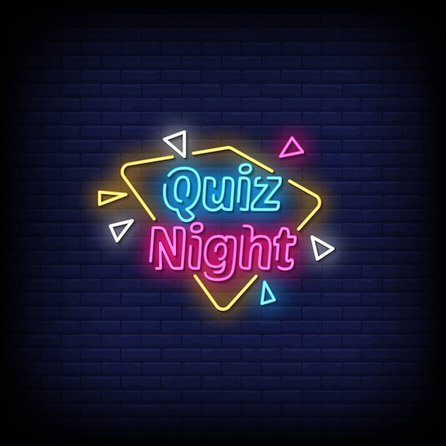 Quiz night neon signs style text