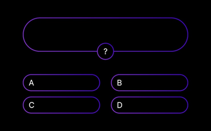 Vector quiz questions game template multiple choice test used in answer shows on tv and social media