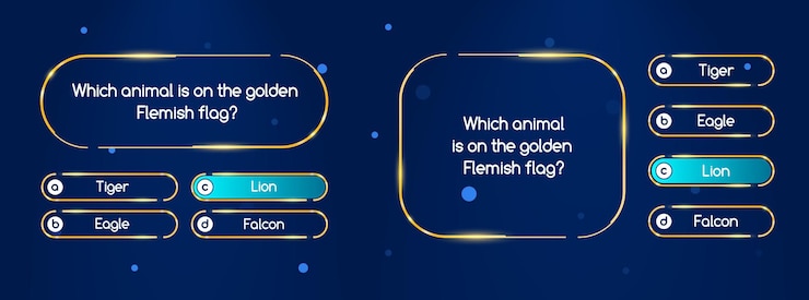 Vector quiz questions and test menu choice digital game