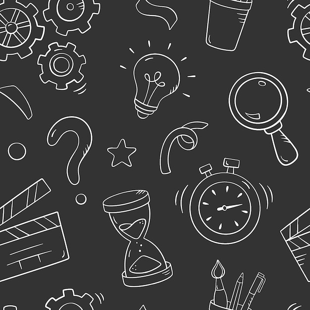 Vector quiz seamless pattern background vector illustration back to school concept on a chalk board