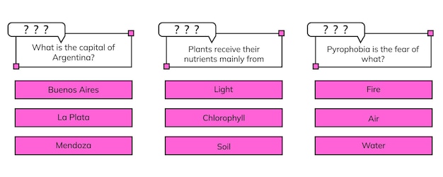 Quiz spel testset. Quiz menusjabloon. Quiz spel. Vector sjablonen. Online spel