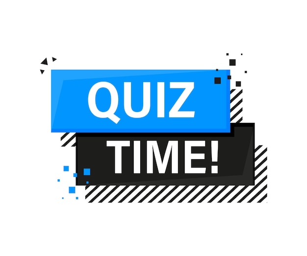 Quiz tijd blauwe banner in 3D-stijl op wit