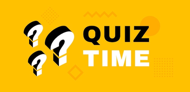 Quiz tijd tekstuitdrukking met vraagteken embleem bannerontwerp voor zaken en reclame met verschillende geometrische element vector illustratie