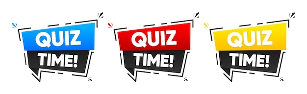 Vector quiz time badge op verschillende kleuren quiz logo quiz embleem voor zakelijke marketing en reclame