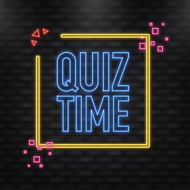 Quiz time megaphone yellow banner in flat style vector illustration