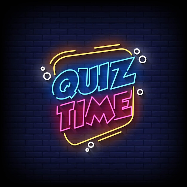 Vettore tempo del quiz insegne al neon in stile testo vettore