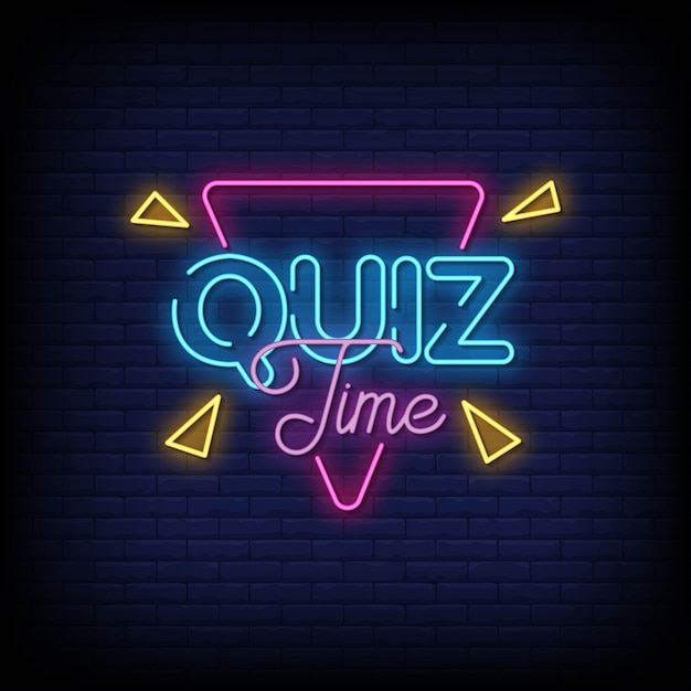 Vector quiz time neon signs style text