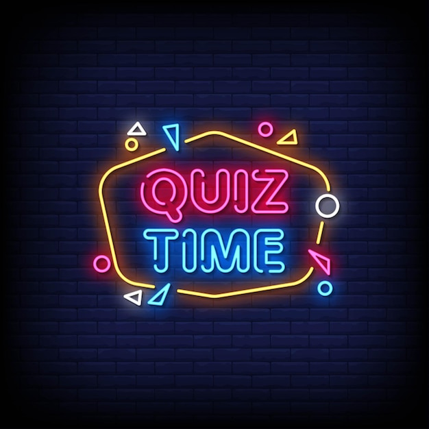 Vector quiz time neon signs style text