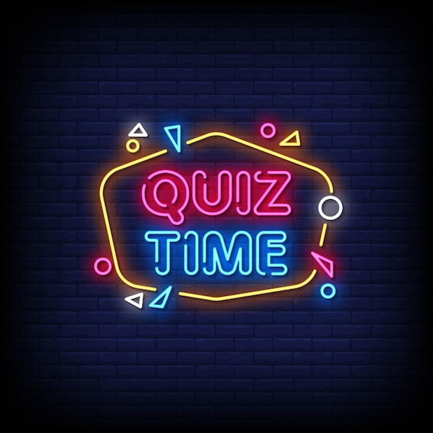 Testo di stile di insegne al neon di tempo di quiz