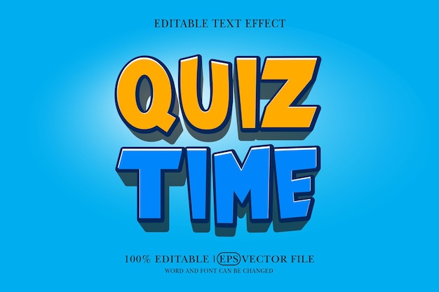 Quiz titel achtergrond Bewerkbare tekst effect 3d tekst sjabloon