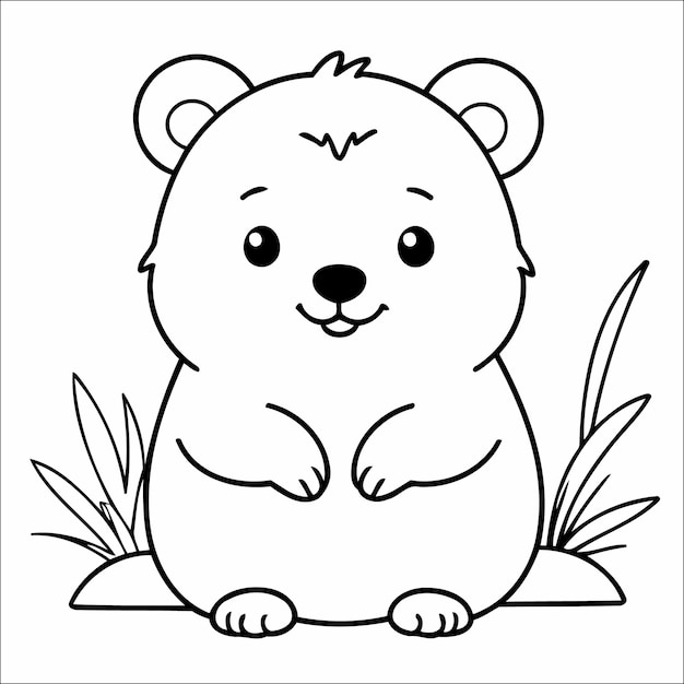 Quokka Coloring Page Drawing For Toddlers