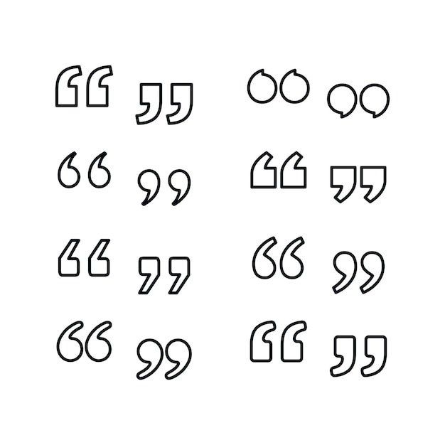 Vector quotation mark, set of line art quotation marks, punctuation marks
