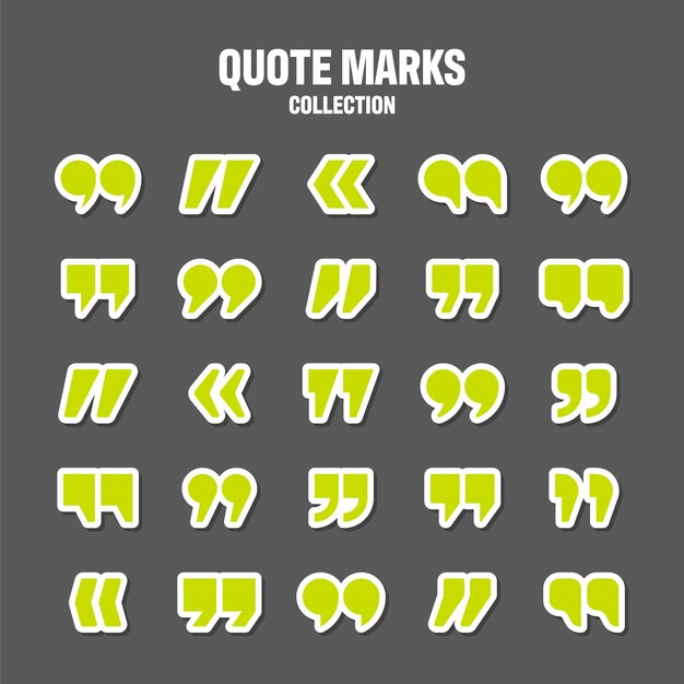 Vector quotation marks vector collection green quotes icon colorful stickers collection speech mark symbol