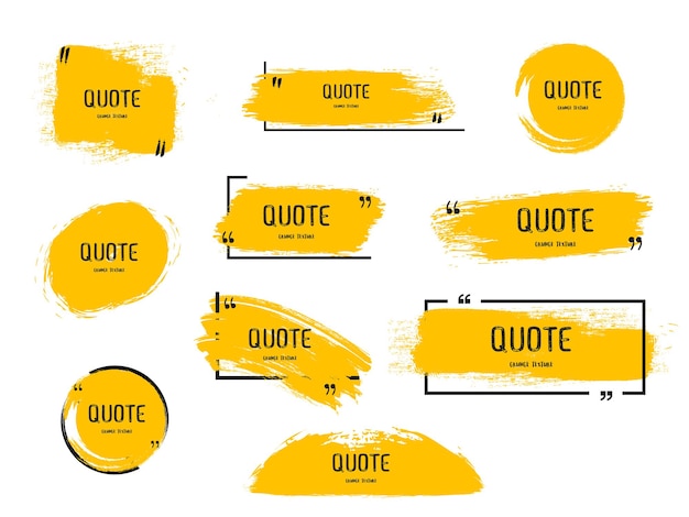 Vector quote box frame big set quote box icon texting quote boxes blank grunge brush background vector.