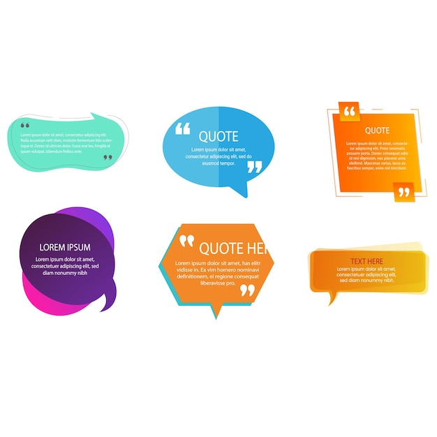 quote box frame bubble speech modern blue abstract cartoon set premium template collection