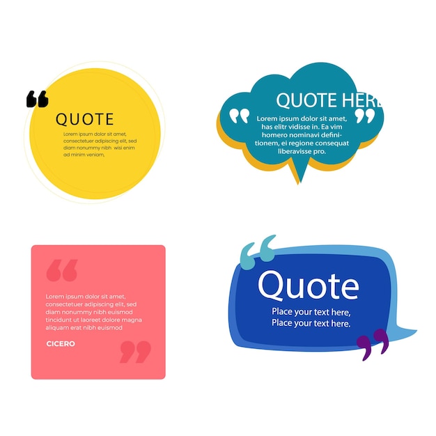quote box frame bubble speech modern color set premium vector template collection
