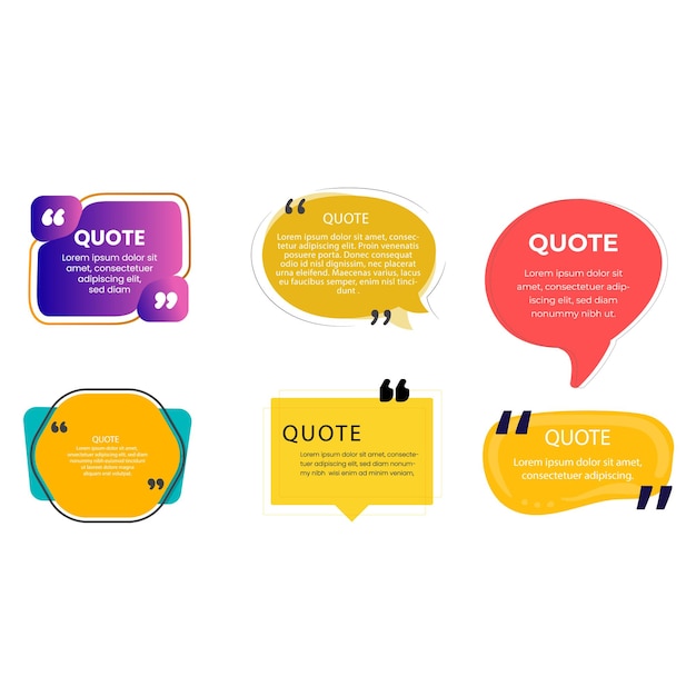 quote box frame bubble speech modern color set premium vector template collection