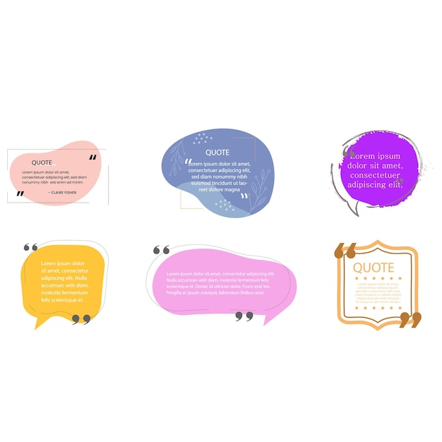 quote box frame bubble speech moderne blauwe abstracte cartoon set premium sjabloon collectie