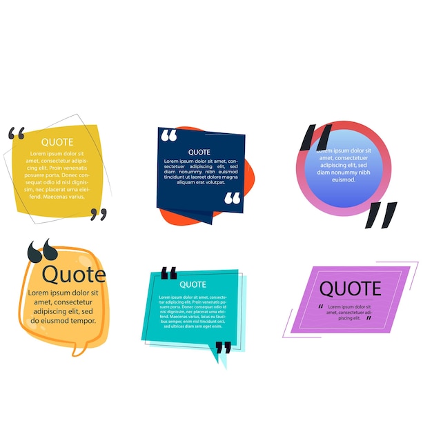 quote box frame bubble speech retro vintage color set premium vector template collection