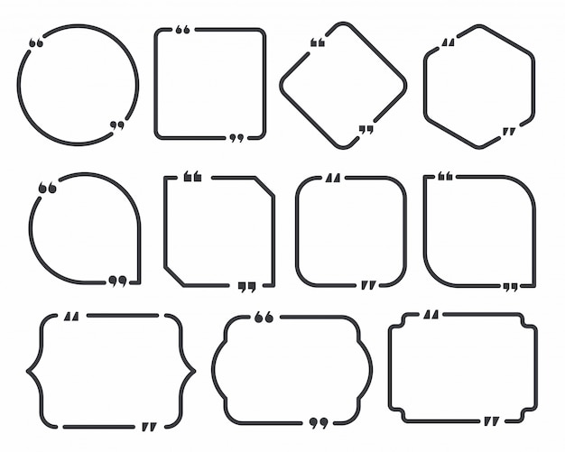 견적 상자 프레임. 견적 상자 및 연설 거품 템플릿 세트.
