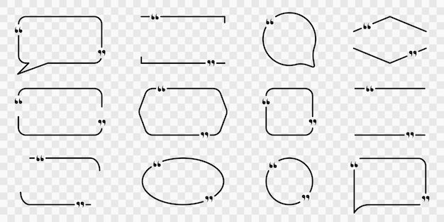 Набор рамок для цитат рамка для цитат значок линии текстовые поля для речевого разговора ссылка комментарий