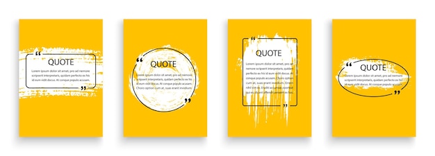 Vector quote box frame set of quote in frame with quotation marks grunge brush texture