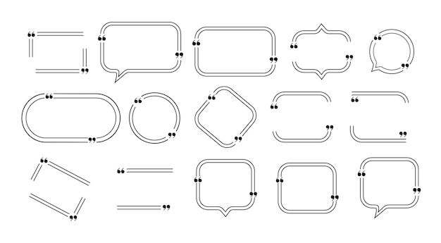 Quote box frames set isolated bubble speech comment message reference borders quotation vector