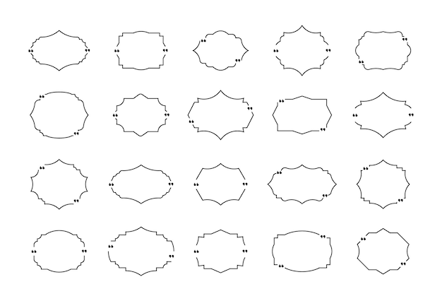Набор рамок для цитат. Цитата речи пузырь, текст в кавычках.