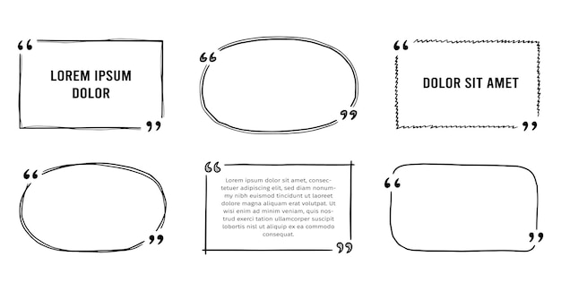 Set di cornici di testo per lo schizzo della casella di citazione