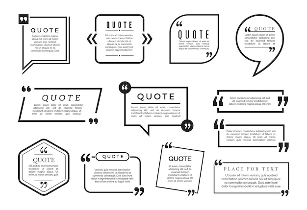 Quote bubbles set. different blog frames collection. blog quote, speech bubble info, textbox quotation illustration