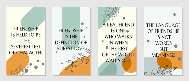 Quote design about friendship. design for social media stories. abstract background with hand drawn