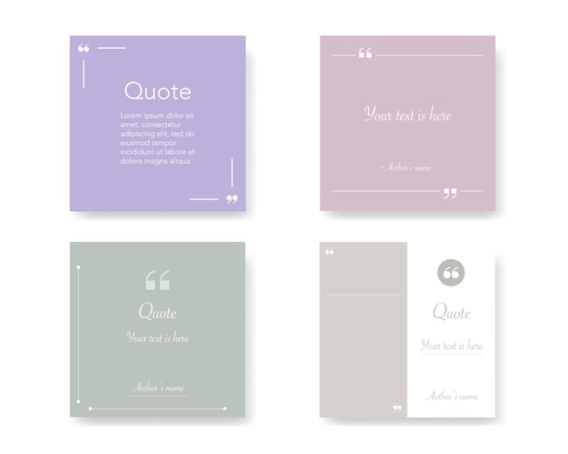 Vector quote frame mockup. quote message template. square text speech bubble