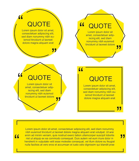 Vector quote frames. blank template with print information design quotes.