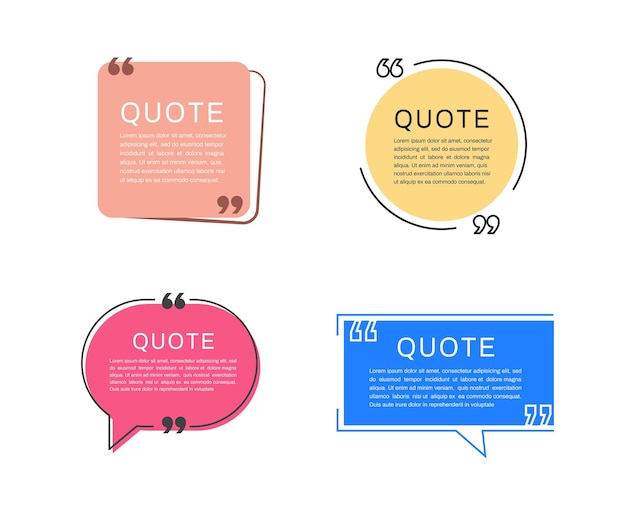 Quote frames templates set of Colorful speech bubbles Chat and talk Quote box