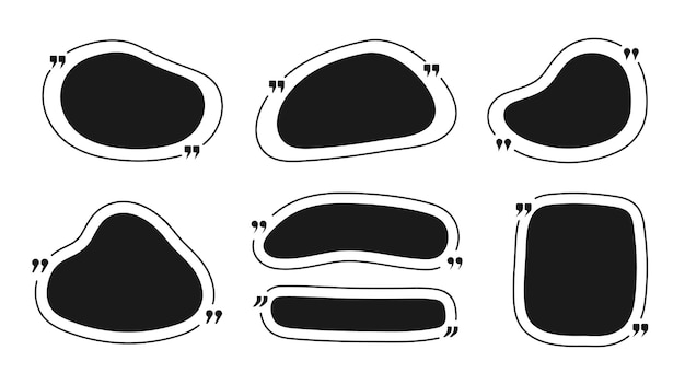 Рамки цитат с скобками текстовые сообщения жидкие пузырьки черные шаблоны абстрактные цитаты воздушные шары векторный дизайн для открыток рекламные баннеры иллюстрация скобки цитат и обратная связь