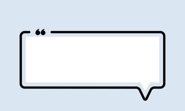 Quote icon. Quotemark outline, speech marks, inverted commas, blank space. Square shape. Vector