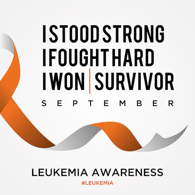 Vector quote leukemia cancer awareness background with ribbon in flat style