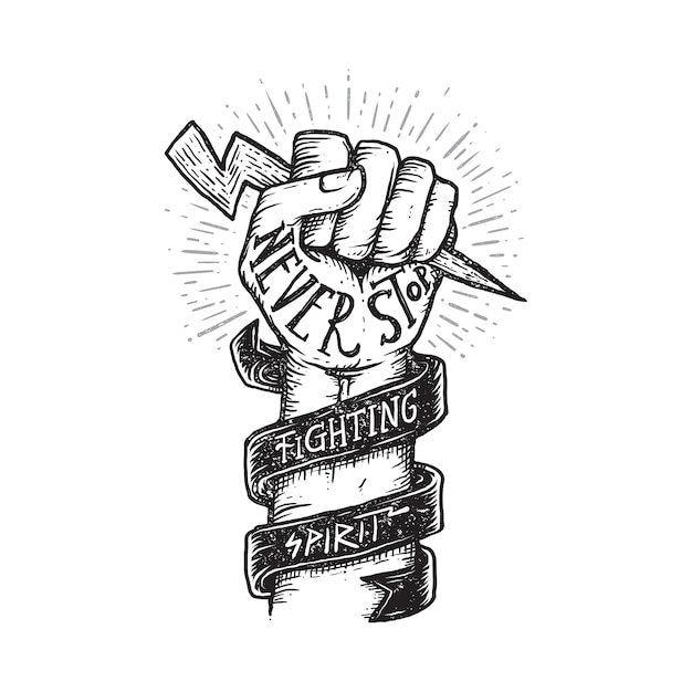 Quote motivation fighting spirit graphic illustration art tshirt design