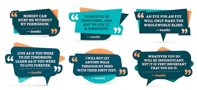 Quote remark frames. gandhi quotation, quotes frame and mention quotations remarks templates  set