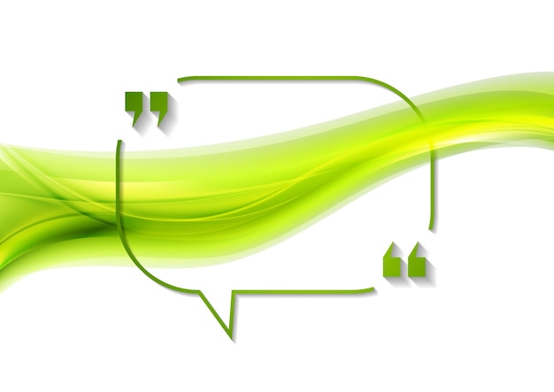 Quote speech bubble abstract design with green smooth blurred wave Vector illustration