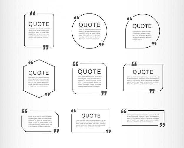 Vector quote template set. quote speech box.